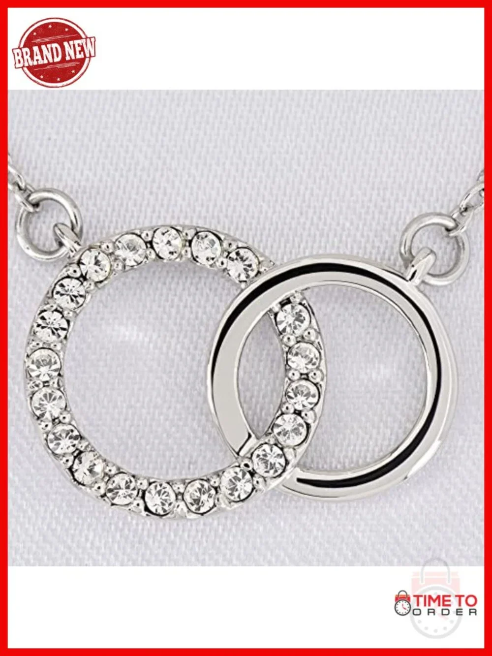 14K White Gold Over Stainless Steel CZ Pendant Necklace with Message Card and